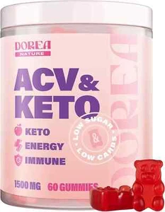 Dorea ACV Keto Gummies 1500mg Low Carbs Low Sugar Natura Apple Cider Vinegar 60c - Picture 1 of 7