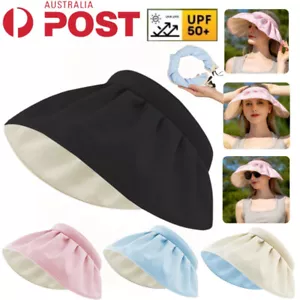 UPF 50+ Sun Hat Hair Band Wide Brim Sunscreen Hat Sunhat UV Protection Shell Cap - Picture 1 of 19
