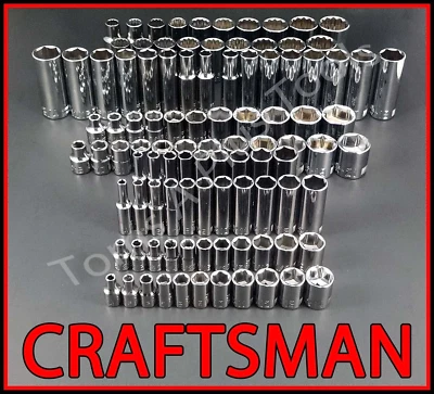 CRAFTSMAN HAND TOOLS 100pc 1/4 3/8 1/2 SAE METRIC MM Ratchet Wrench Socket Set - Image 1 of 4