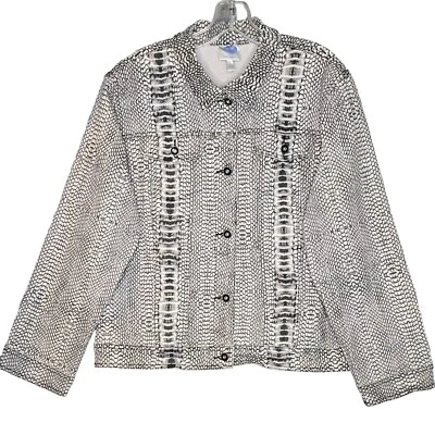 DG2 by Diane Gilman Stretch Signature Denim Jacket Size XL Snake Print - Image 1 of 4