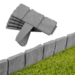 12M GARDEN BORDER EDGING PLASTIC STONE SLAB EFFECT FLOWER BED GRASS LAWN LINER - Picture 1 of 9