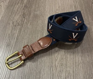 Vintage Virginia Cavaliers Belt Mens 36 Leather Man Ltd UVA V Logo Brass Buckle - Bild 1 von 3