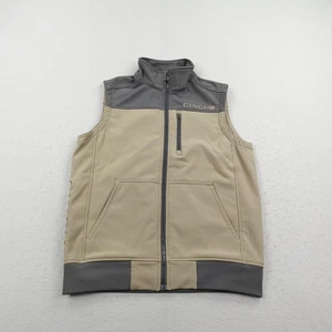 Cinch Vest Mens Small Gray Khaki Softshell Fleece Lined Western Rodeo Zip Up - Picture 1 of 10