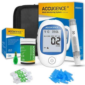 ACCUGENCE 50 tiras reactivas de azúcar en sangre/25 ácido úrico/15 tiras reactivas de cetonas en sangre prueba rápida - Imagen 1 de 27