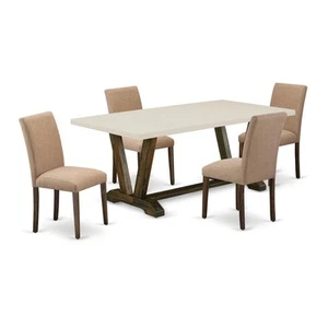 East West Furniture 5-Piece Modern Dining Set-A Modern Table and 4Linen... - Picture 1 of 2