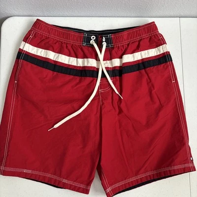 Tommy Hilfiger Men’s Large Red White Blue Stripe Board Short Swim Trunks - Image 1 of 4