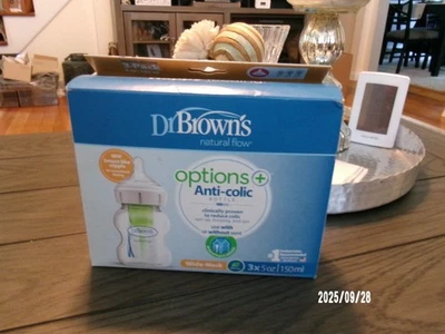 NEW Dr. Brown's Natural Flow® Anti-Colic Options+™ Wide-Neck Baby Bottle 3X 5oz - Image 1 of 4