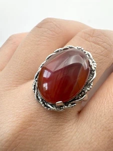 Vintage Sterling Silber Karneol Ring Gr. 6 - Bild 1 von 7
