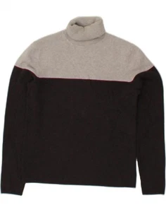 EDDIE BAUER Womens Roll Neck Jumper Sweater UK 12 Medium Black Colourblock XC03 - Picture 1 of 3