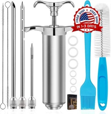 Jeringa inyectora de carne - Inyector de sabor con 3 boquillas de acero inoxidab Foto 1 de 4