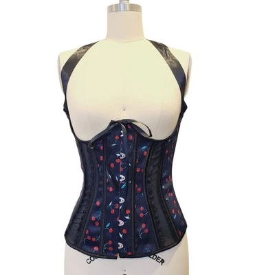 NWOT Adore Me Under Bust Corset Waist Cincher Cherries  Lace-up Black Medium - Image 1 of 4