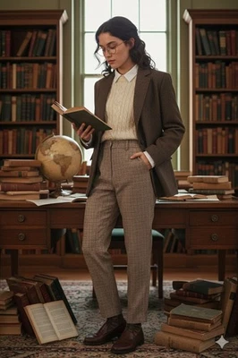 Pantalones de Colección Express Academia a Cuadros Juniors 5 Tiro Alto Cuadros Ecuestres 90 Foto 1 de 4