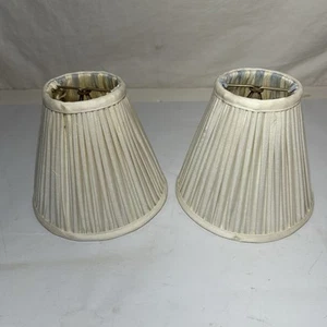 Vintage Ivory Pleated Fabric Clip On Lamp Shade 4.5”x5.25” Hand Stitched Sconce - Picture 1 of 16
