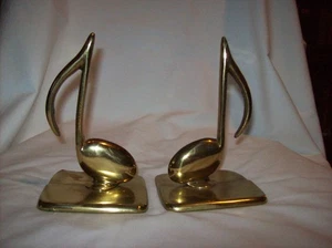 Vintage Solid Brass Musical Note Bookends - Picture 1 of 6
