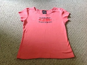 Used Harley Davidson Womens Cotton Coral Short Sleeved Shirt. Small. - Picture 1 of 7