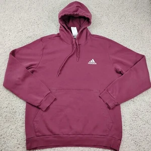 Adidas Hoodie Mens Large Red Sweatshirt 3 Stripes Outdoor Running Gym Hiking A2 - Picture 1 of 12