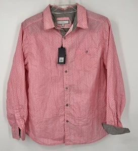 Neu PD&C Shirt mit Knopfleiste schmale Passform langärmelig verblasst rosa Geo-Flip-Manschette groß - Bild 1 von 10