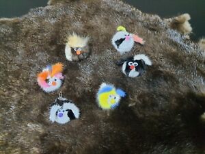 Fur ball keychain with eyes end nose, color fur pompom, fur pompom, fur pom-pom