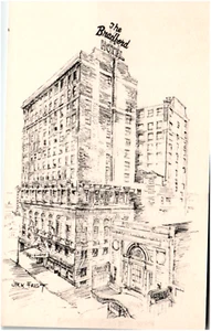 Postkarte Bradford Hotel Boston MA skizzierter Künstler signiert Jack Frost - Bild 1 von 2