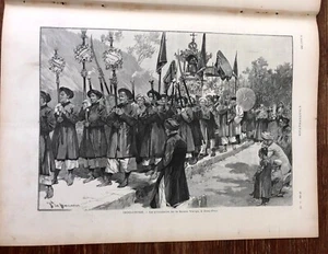 L'ILLUSTRATION 1895 (Aout) Procession de la Sainte-Vierge à DIEU-PHO INDOCHINE - Picture 1 of 4