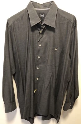Camisa de vestir Ike Behar para hombre gris oscuro ligera manga larga algodón talla XXL Foto 1 de 4
