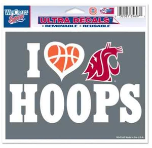 WASHINGTON STATE UNIVERSITY I LOVE WS HOOPS 5" x 6" BASKETBALL DECAL - Picture 1 of 1