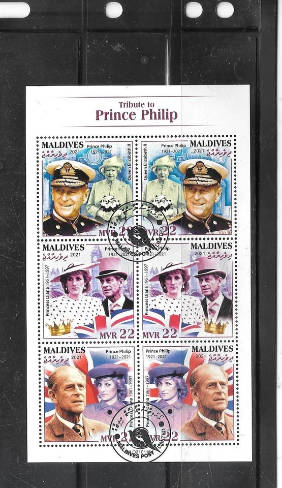 MALDIVAS 2021 PRÍNCIPE PHILIP S/S HOJA RECUERDO RECIENTE MODERNO CTO sello usado Foto 1 de 1