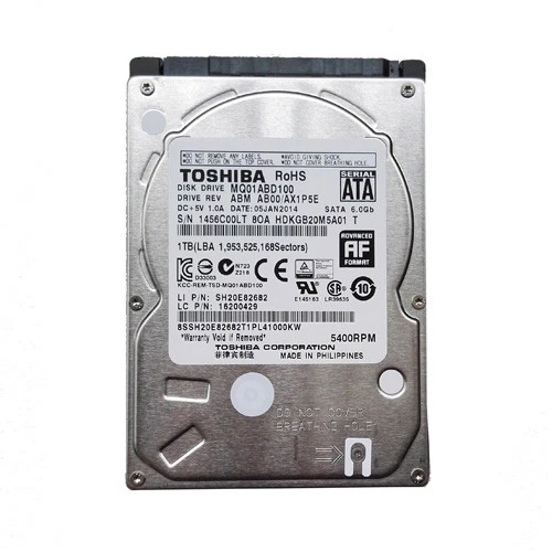 Toshiba 1TB, Internal, 5400 RPM. 2.5" (MQ01ABD100) Hard Drive