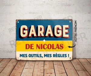 Plaque métal vintage garage personnalisé Décoration Déco panneau avec prénom - Picture 1 of 4
