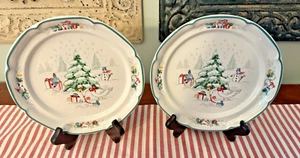International China Country Christmas 11" Dinner Plates Set of 2 New Vintage - Bild 1 von 4