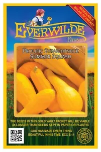 40 Prolific Straightneck Summer Squash Seeds - Everwilde Farms Mylar Seed Packet - Picture 1 of 3