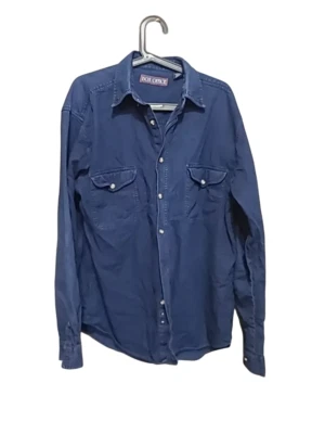 Бокс-офис синий рубашка на пуговицах размер L 100% хлопок джинсовой ткани чувствовать винтажный винтажный - Изображение 1 из 4