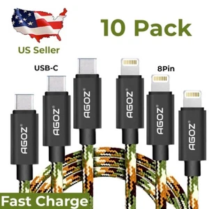 10Pack CAMO USB C to iPhone Cable Fast Charger for iPhone 14 PRO MAX 13 12 11 XS - Picture 1 of 8