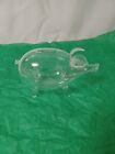 Vintage, Delicate Thin Glass Hand Blown Clear Piggy Bank