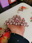 Large Pink Crystal Silver Tiara Comb headpiece wedding / Prom hair accessory 