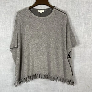 Poncho top Trouble at the Mill taglia unica grigio frange orlo cerniera maglia spalle - Foto 1 di 11