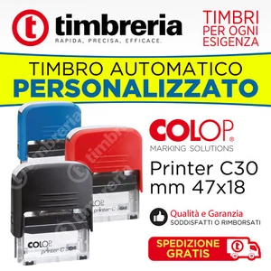 TIMBRO PERSONALIZZATO AUTOINCHIOSTRANTE AUTOMATICO COLOP P30 47x18 - Foto 1 di 3