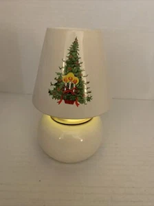 Vintage Ceramic Tea Light Candle Holder Lamp White With Christmas Tree Decor - Picture 1 of 11