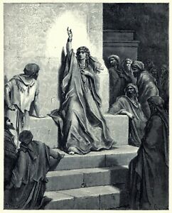 Pismo Święte Sztuka DEBORAHS PIEŚŃ TRIUMFU 1880 Gustave Dore grawer biblijny