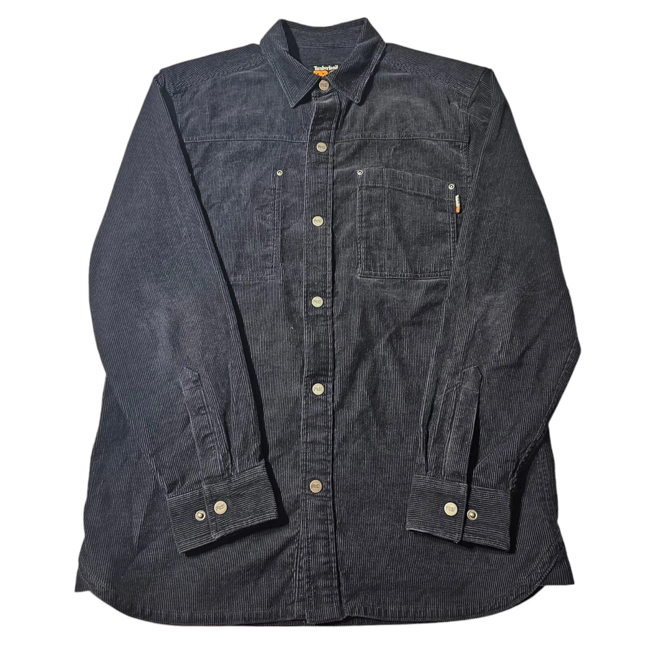 Timberland Pro Series Mens Medium Corduroy Jacket Overcoat Deep Navy Black Snap - Image 1 of 4