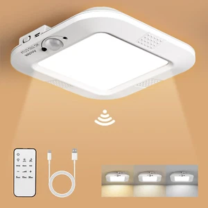 Rechargeable LED Motion Sensor Ceiling Light & Remote,Battery Operated Shed Ligh - Picture 1 of 11