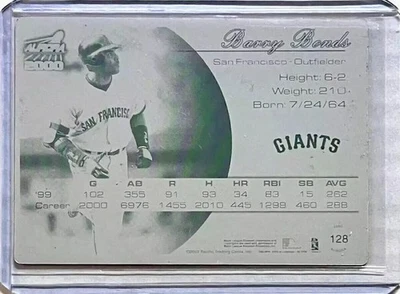 BARRY BONDS 2000 PACIFIC AURORA CARD PRINTING PLATE SAN FRANCISCO GIANTS 1 OF 1 - Image 1 of 2