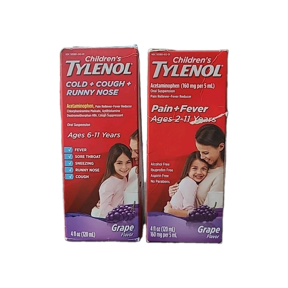 2 Tylenol tosse fria infantil + sabor uva nariz escorrendo validade 07/2026+ fl oz 4 - Imagem 1 de 1