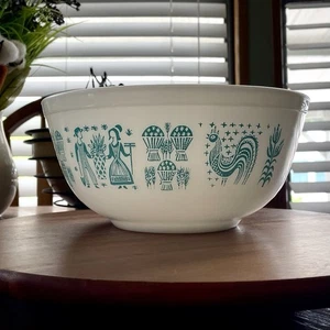 **VINTAGE** Pyrex Amish Butter Druck Rührschüssel - 2 1/2 Quart Türkis/Weiß #403 - Bild 1 von 9
