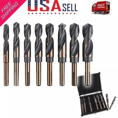 Набор из 8 промышленных кобальтовых сверл Jumbo Silver and deming 1/2 дюйма с уменьшенным хвостовиком - Изображение 1 из 4