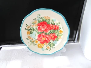 Pioneer Woman Vintage Floral Salad Plate 8.75 in. Teal Edge (PW127) - Picture 1 of 3