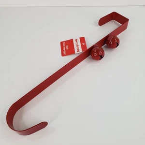 Merry Brite Christmas Wreath Hanger RED Over Door Hook Jingle Bells Reindeer 14" - Picture 1 of 10