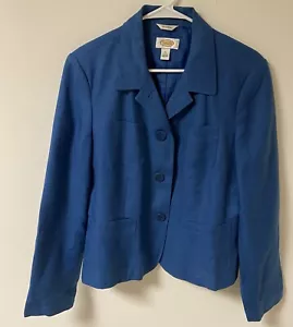 Talbots Women’s Jacket Irish Linen Lined Blue Size 12 - Picture 1 of 10