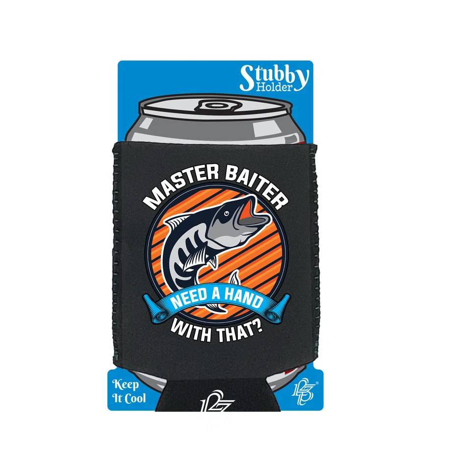 Master Baiter Need A Hand With That Fishing Funny stubbie holders Stubby Holder - image 1 of 1