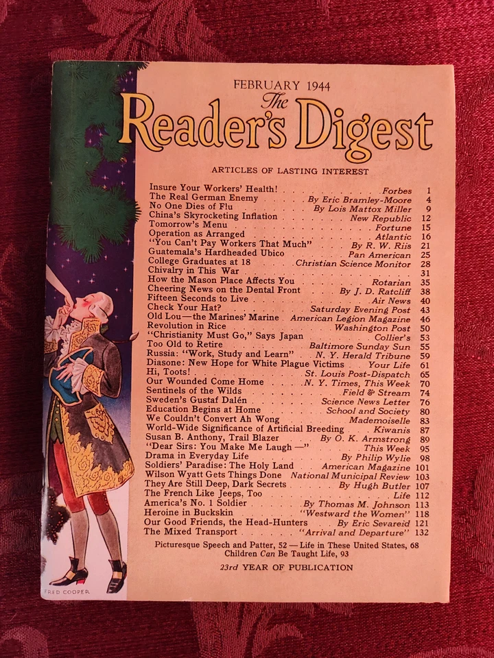 Reader's Digest February 1944 P L Travers Eric Sevareid Hugh Butler Philip Wylie - Image 1 of 1